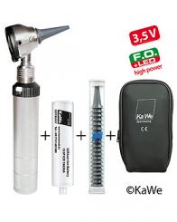 Otoskop EUROLIGHT F.O. 30 LED 3,5 V high power, mit Ladegriff und Ohrtrichern 