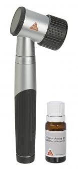 Dermatoskop HEINE mini 3000, 2,5V, schwarz, mit Kontaktscheibe, Batteriegriff und Dermatoskopie-Öl ohne Lasergravur